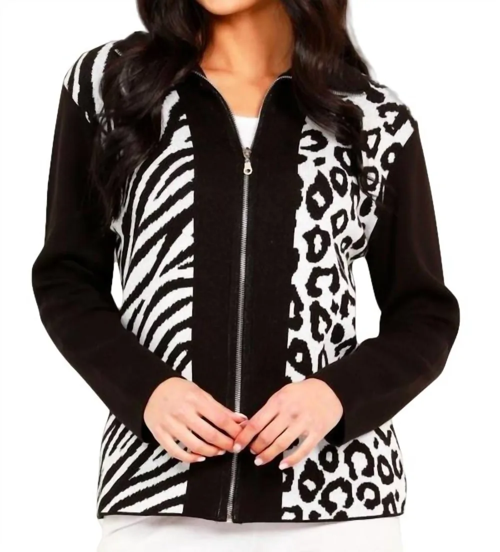 Angel Apparel - Animal Print Zip Cardigan