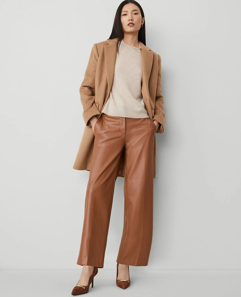 Ann Taylor The Straight Ankle Pant Faux Leather Sahara Women's