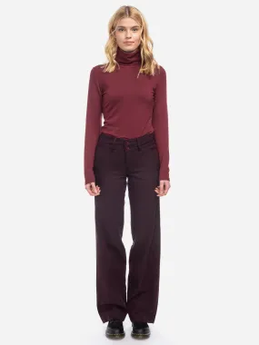 ATO Berlin Bordeaux Lilia Straight Cut Wide Leg Trousers