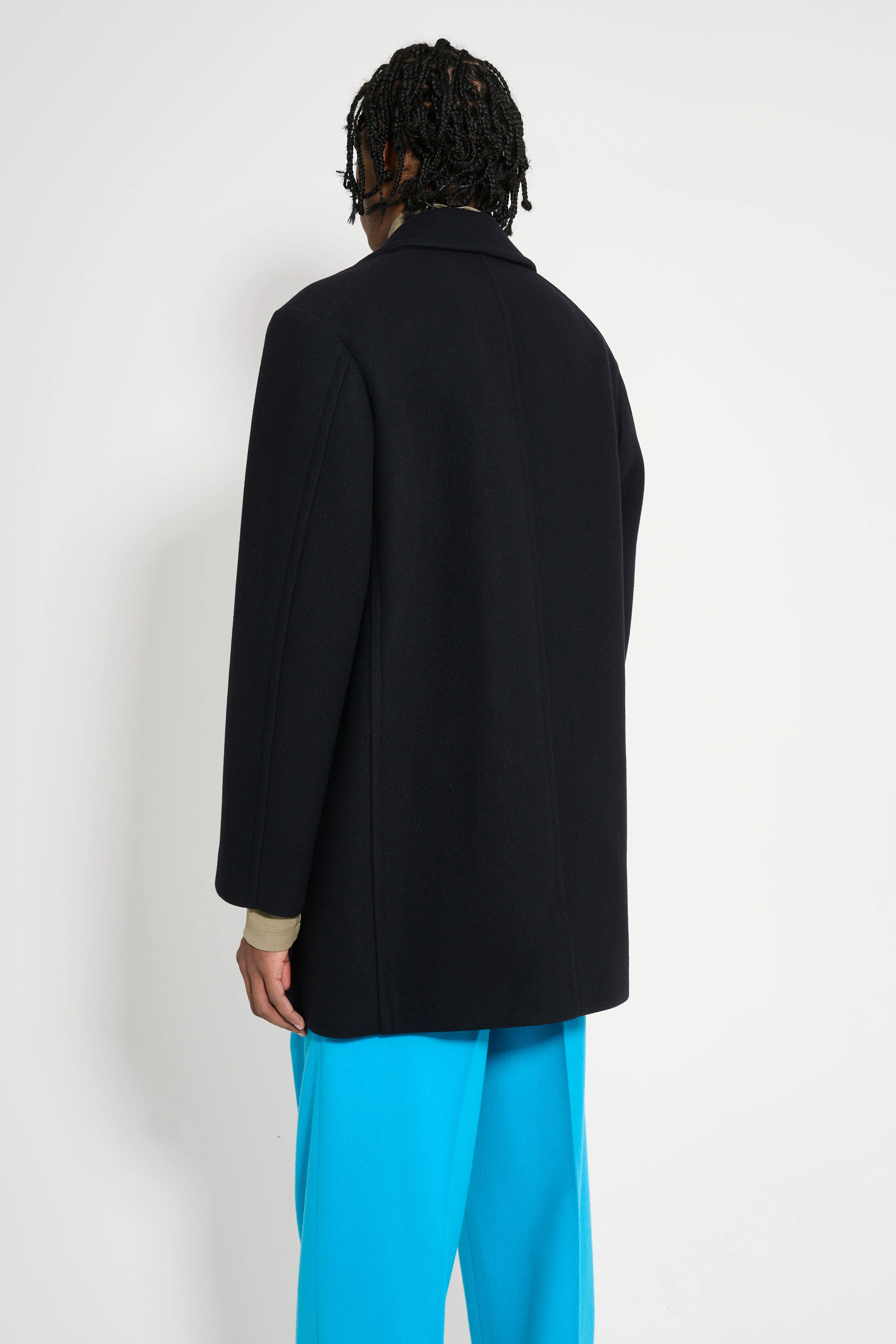 Auralee Sponge Wool Melton P-Coat Dark Navy