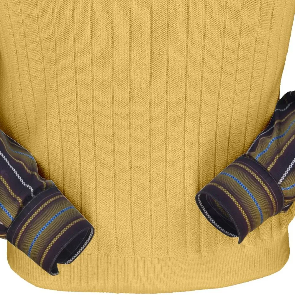 Baby Alpaca 'Links Stitch' Ribbed Zip-Neck Sweater Vest in Gold by Peru Unlimited