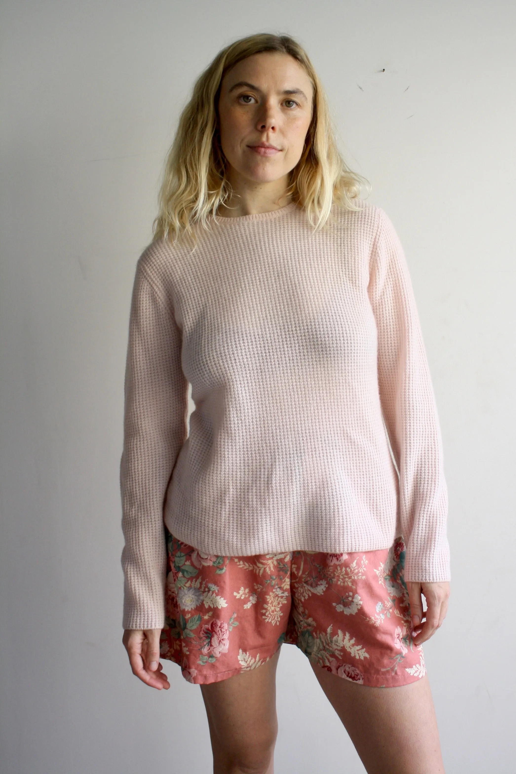 Baby Pink Waffle Sweater