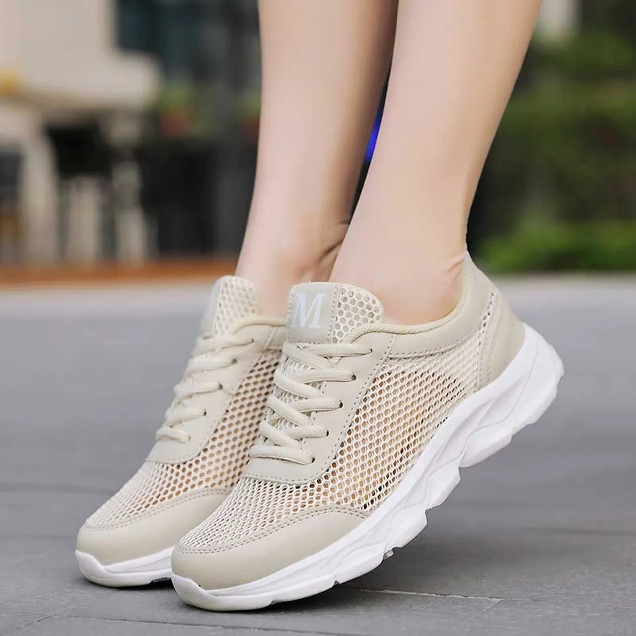 Beige casual M pattern hollow out shoe sneaker