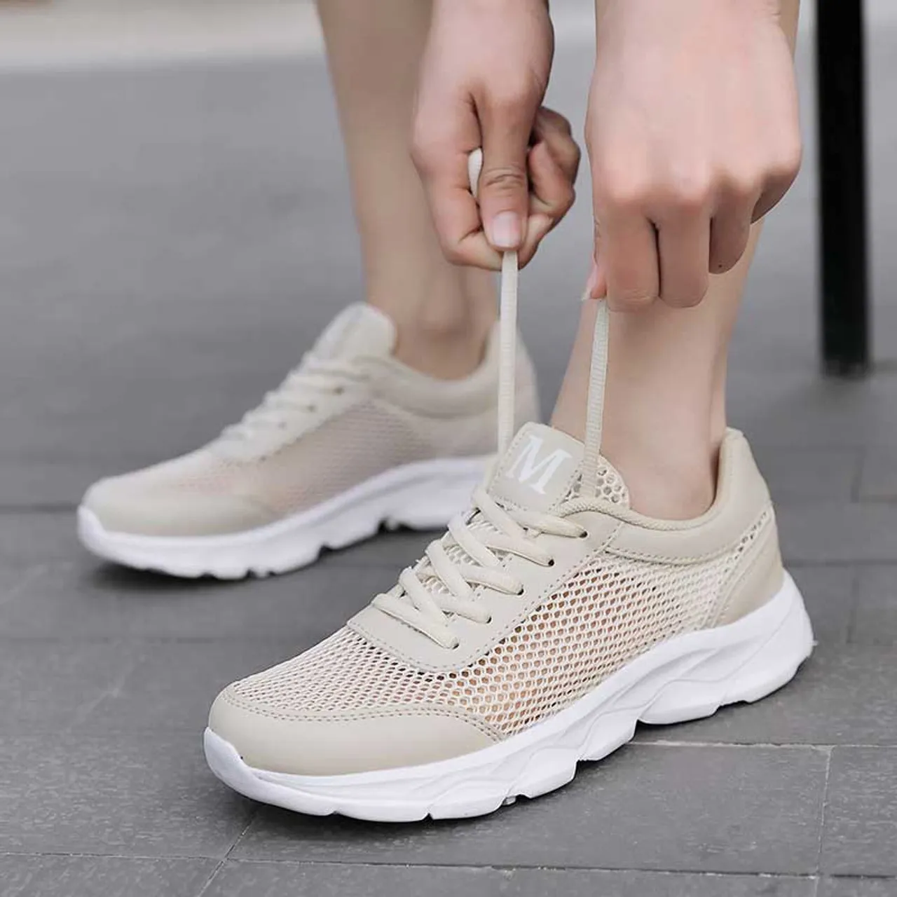 Beige casual M pattern hollow out shoe sneaker