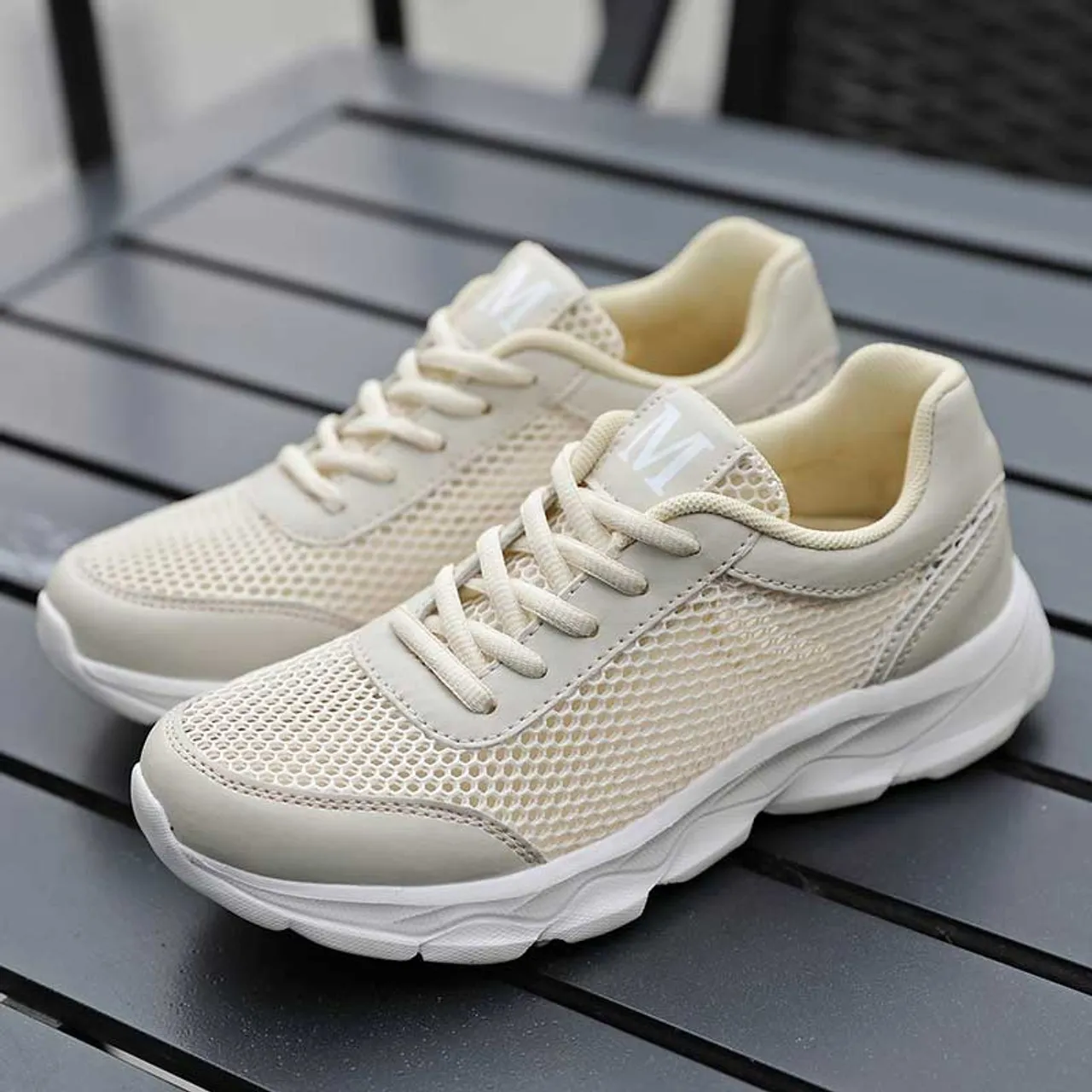 Beige casual M pattern hollow out shoe sneaker