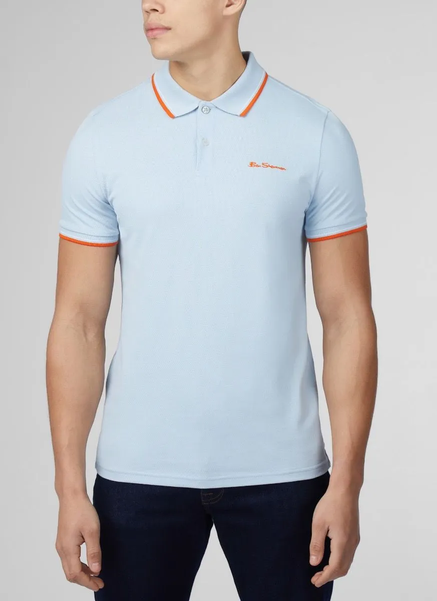 Ben Sherman Casual Short Sleeve Polo Shirt Pale Blue