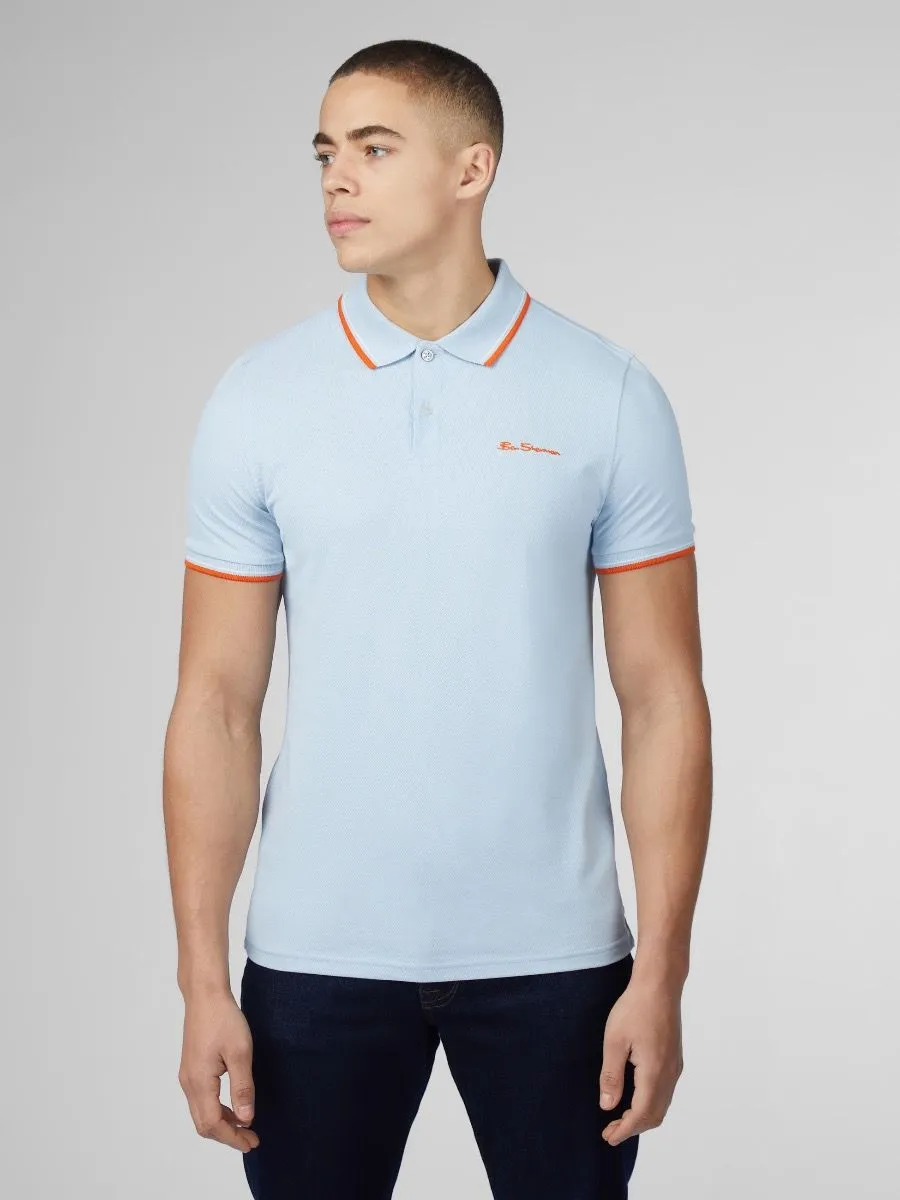 Ben Sherman Casual Short Sleeve Polo Shirt Pale Blue