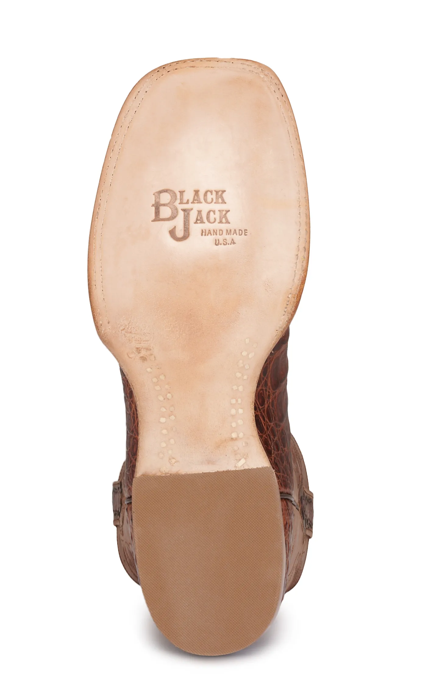 Black Jack Men's Tan and Tobacco Caiman Lone Star Wide Square Toe Exotic Cowboy Boots