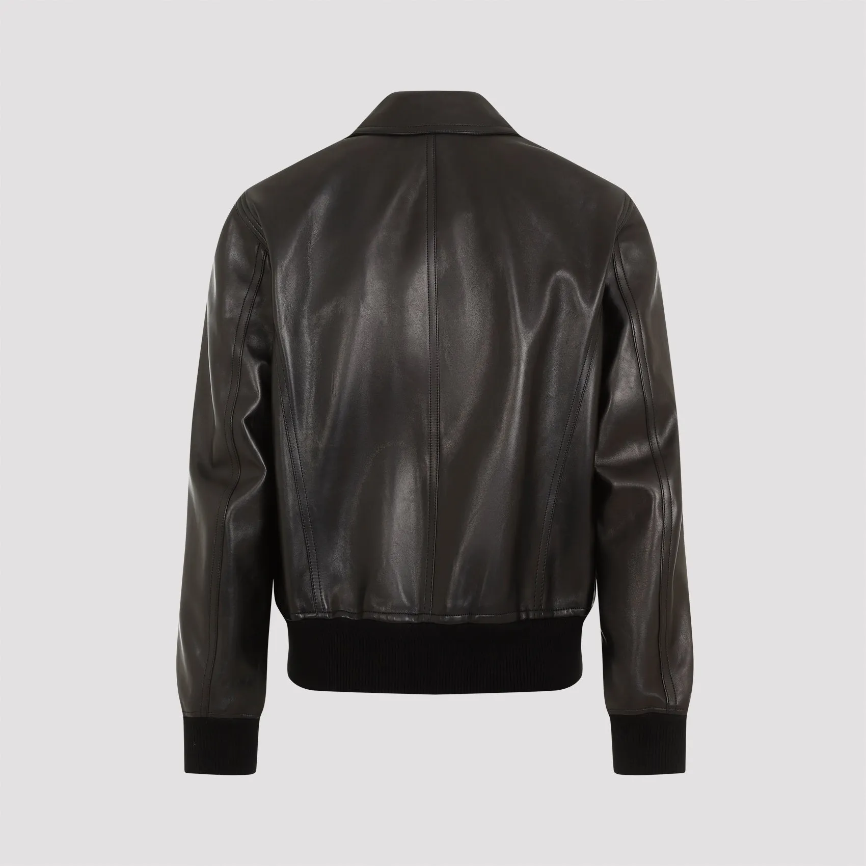 Black Lamb Leather Bomber Jacket