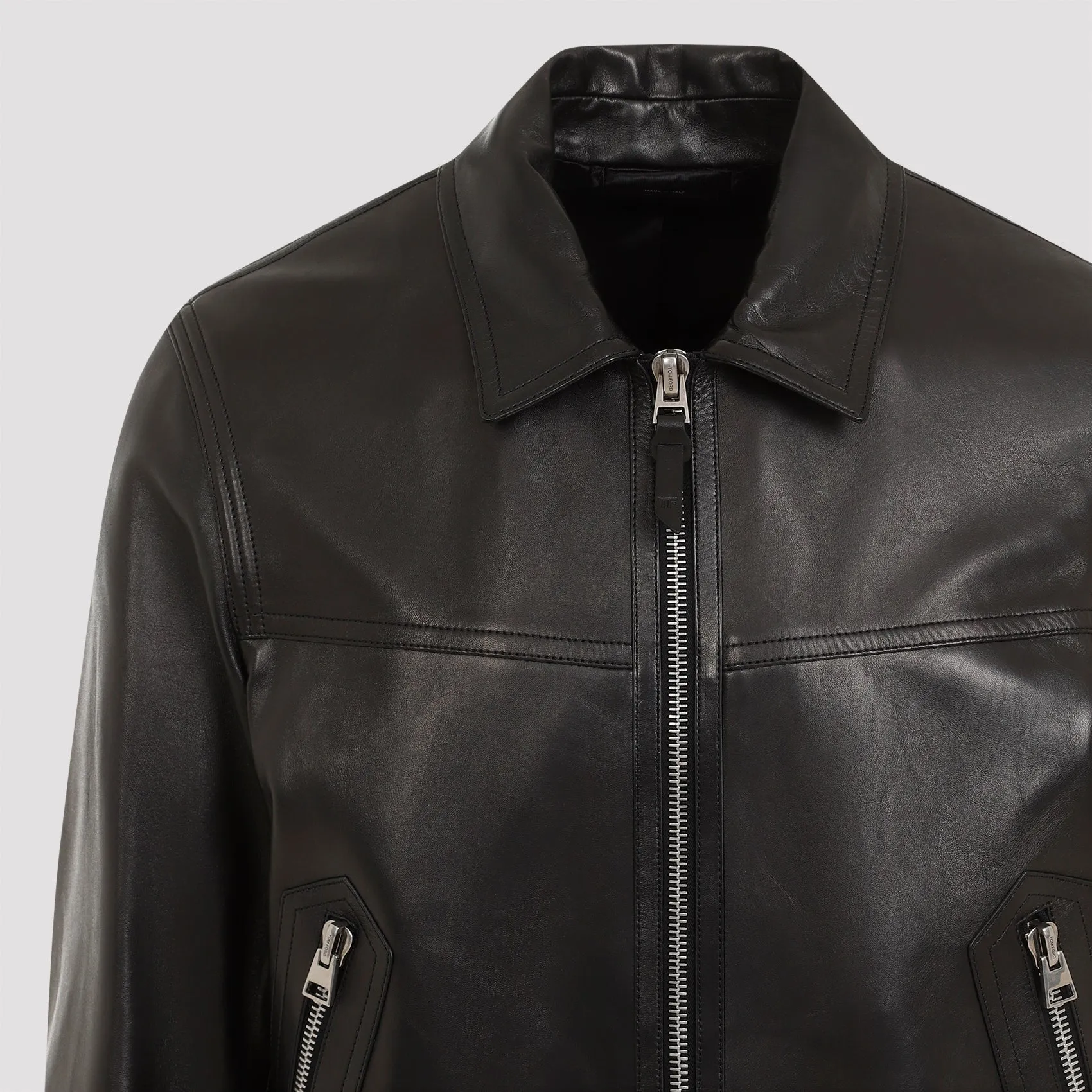 Black Lamb Leather Bomber Jacket