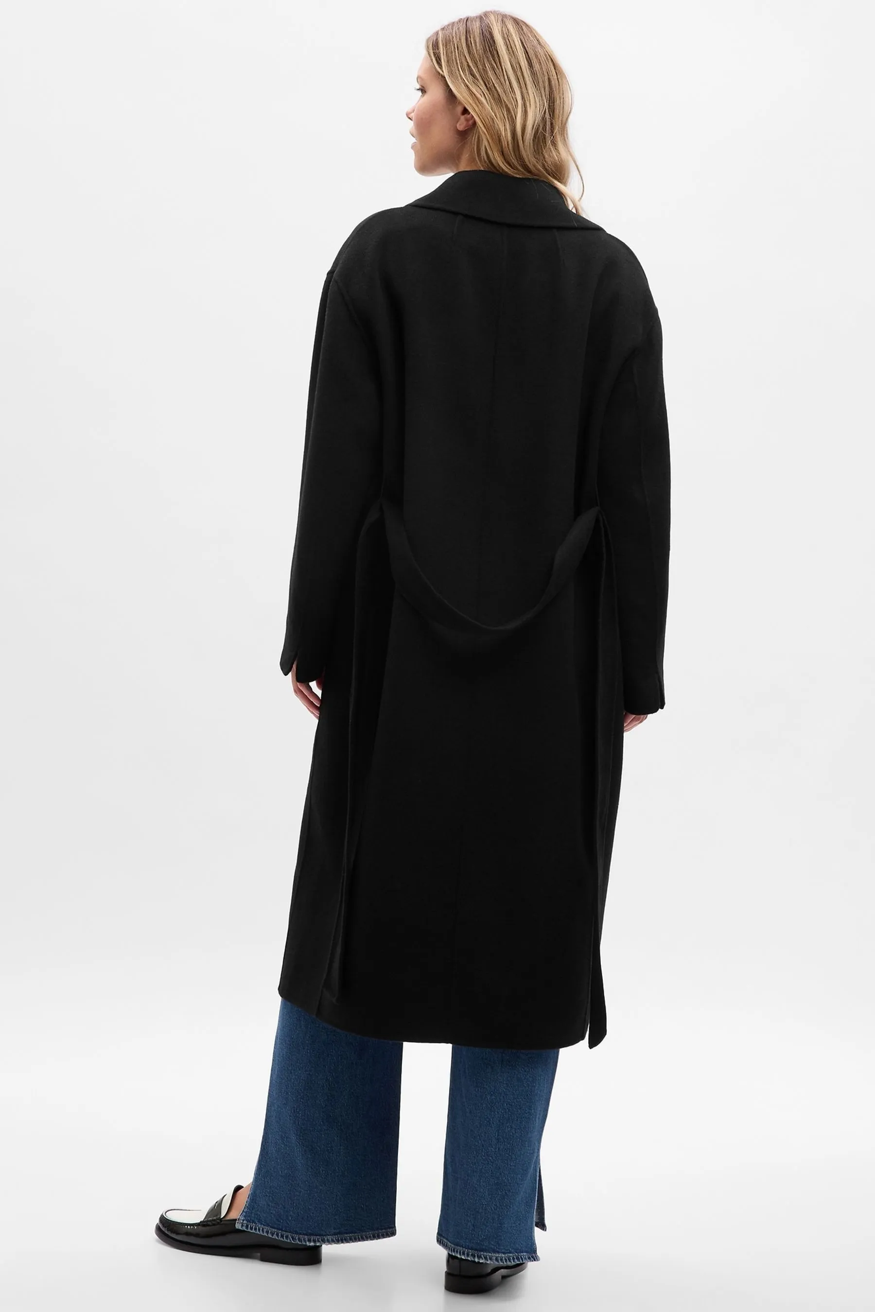 Black Wool Wrap Coat