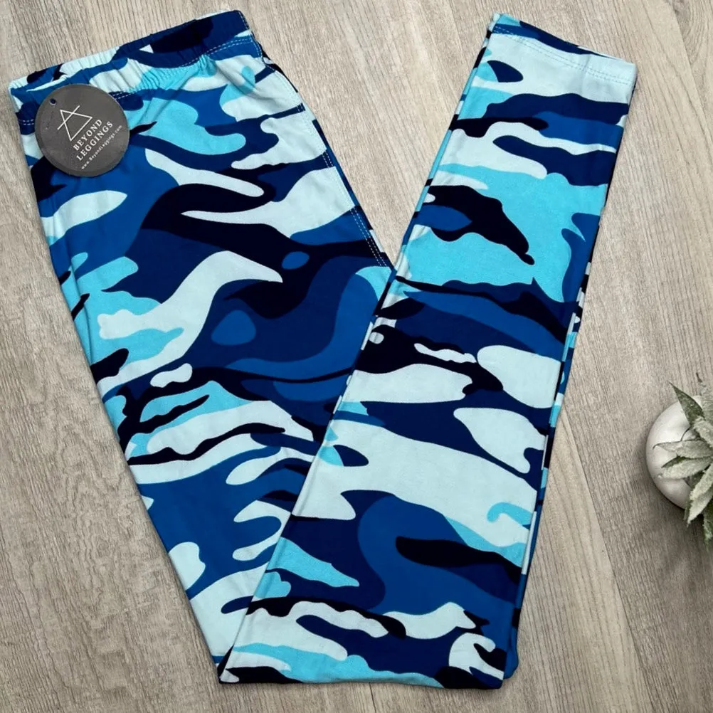 Blue Camo Print Soft Leggings