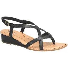 Born Sibyl Wedge Sandal Black Full Grain (Women's)