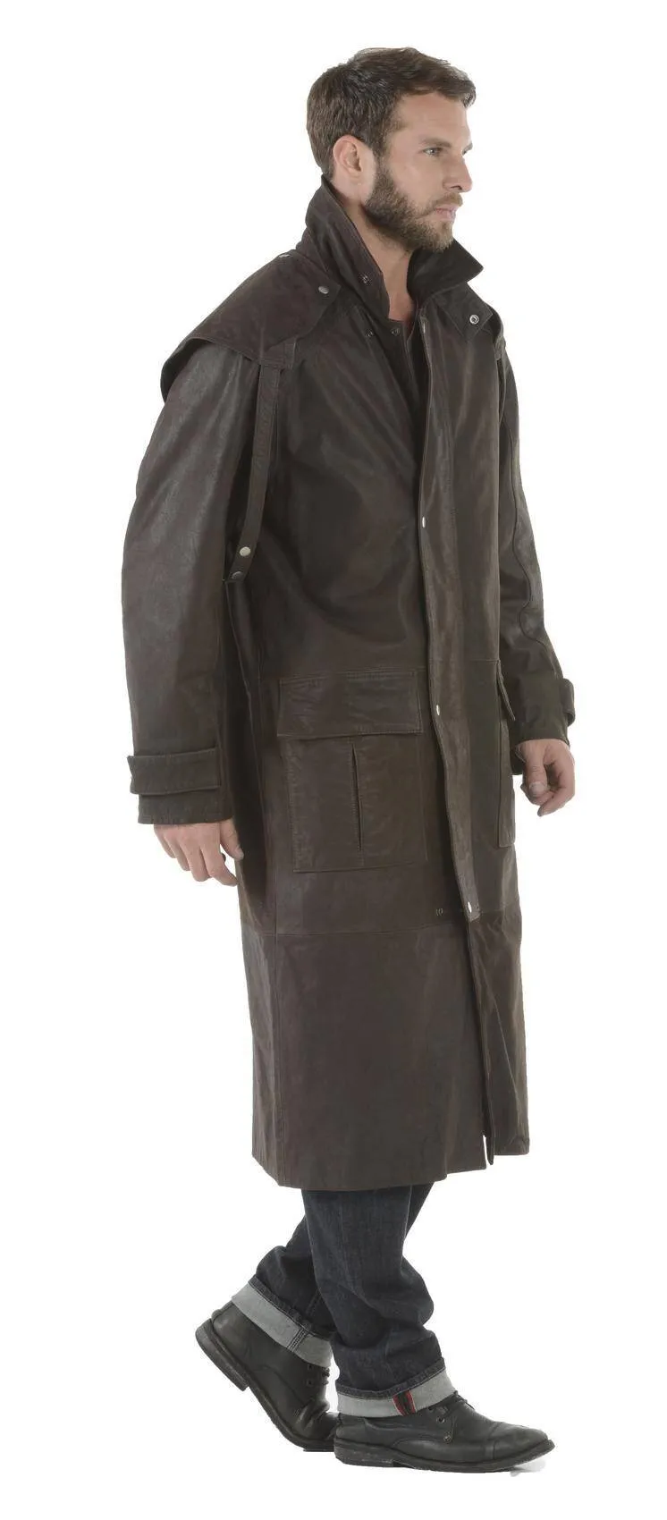 Brown leather coat clint