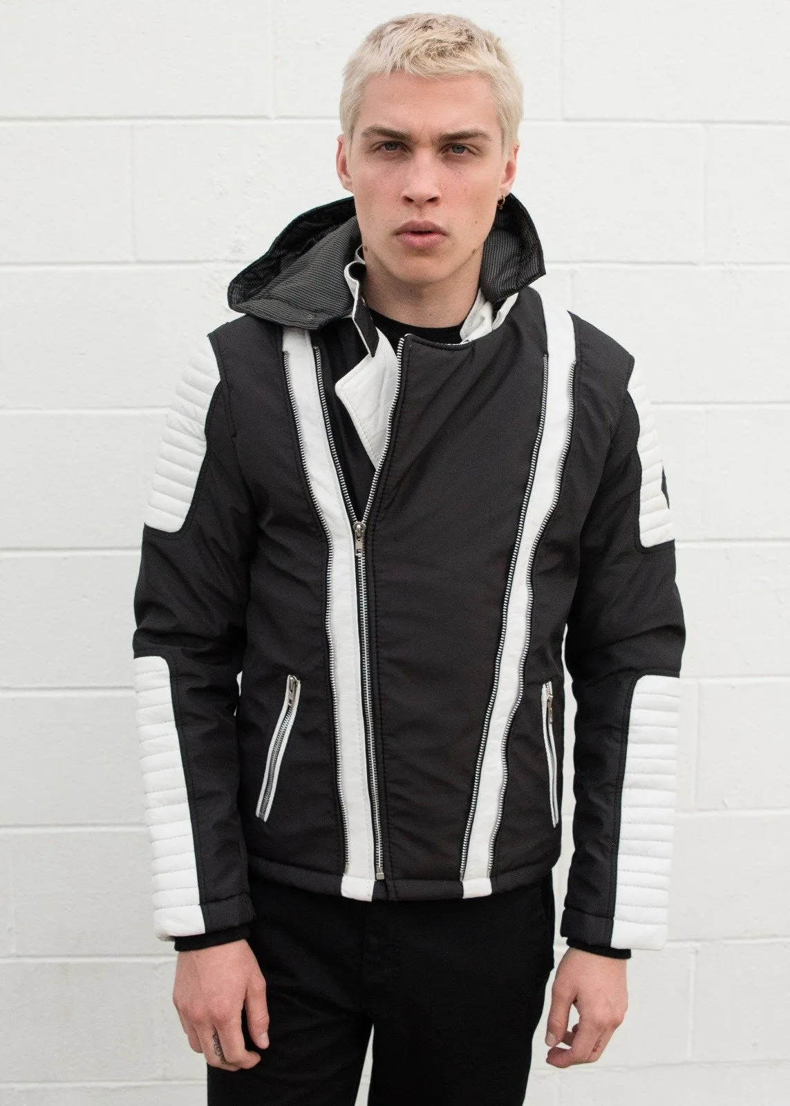 Buy Mens Assasin Black and White Leather Jacket