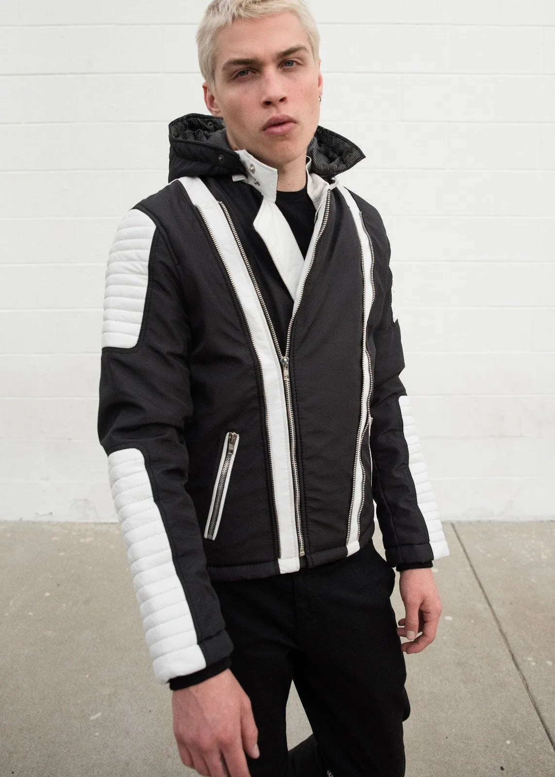 Buy Mens Assasin Black and White Leather Jacket