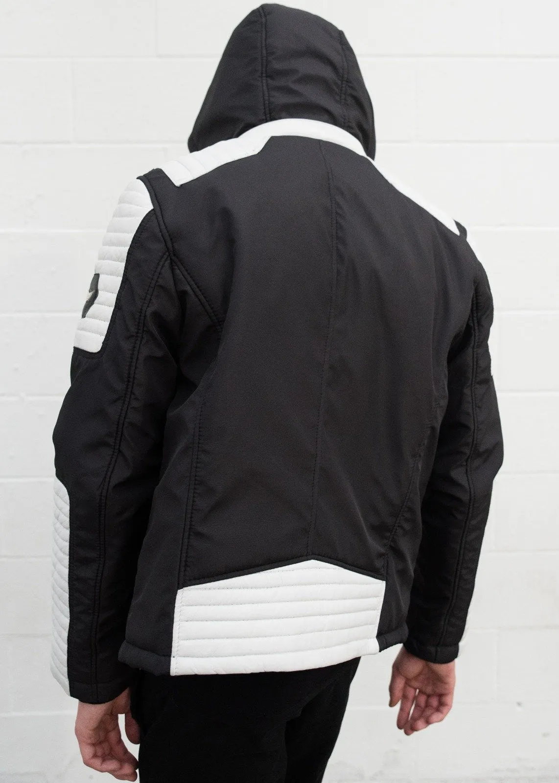 Buy Mens Assasin Black and White Leather Jacket