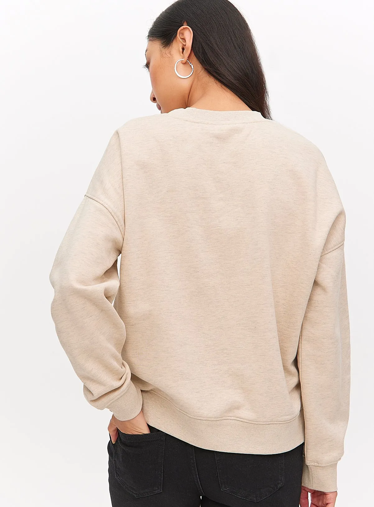 Buy Oatmeal Marl Crew Neck Relaxed Sweatshirt XL | Hoodies and sweatshirts | Tu