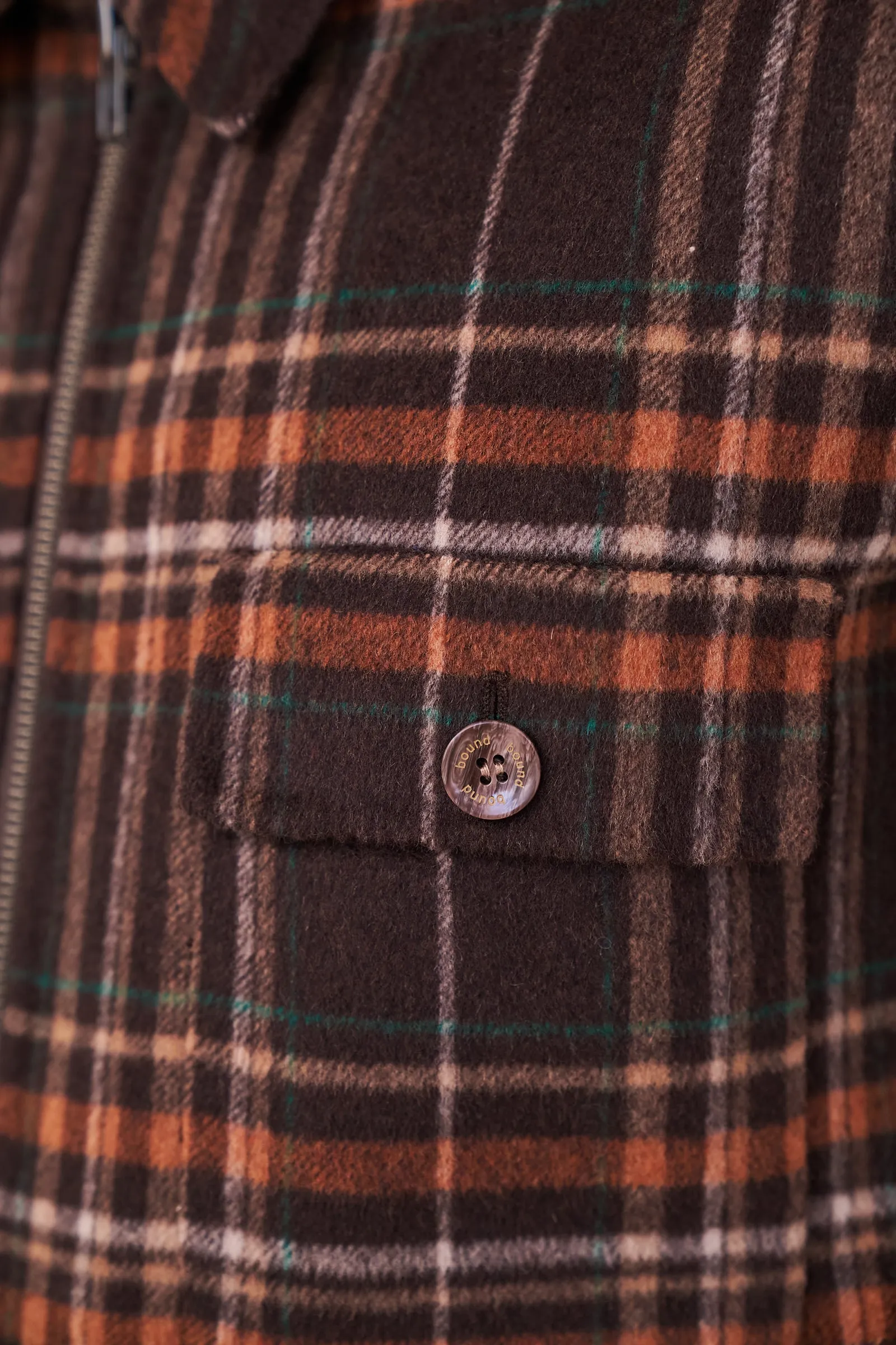 BYRANT CHECK WOOL COAT  - BROWN / RUST