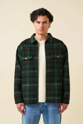 BYRANT CHECK WOOL COAT  - GREEN / NAVY