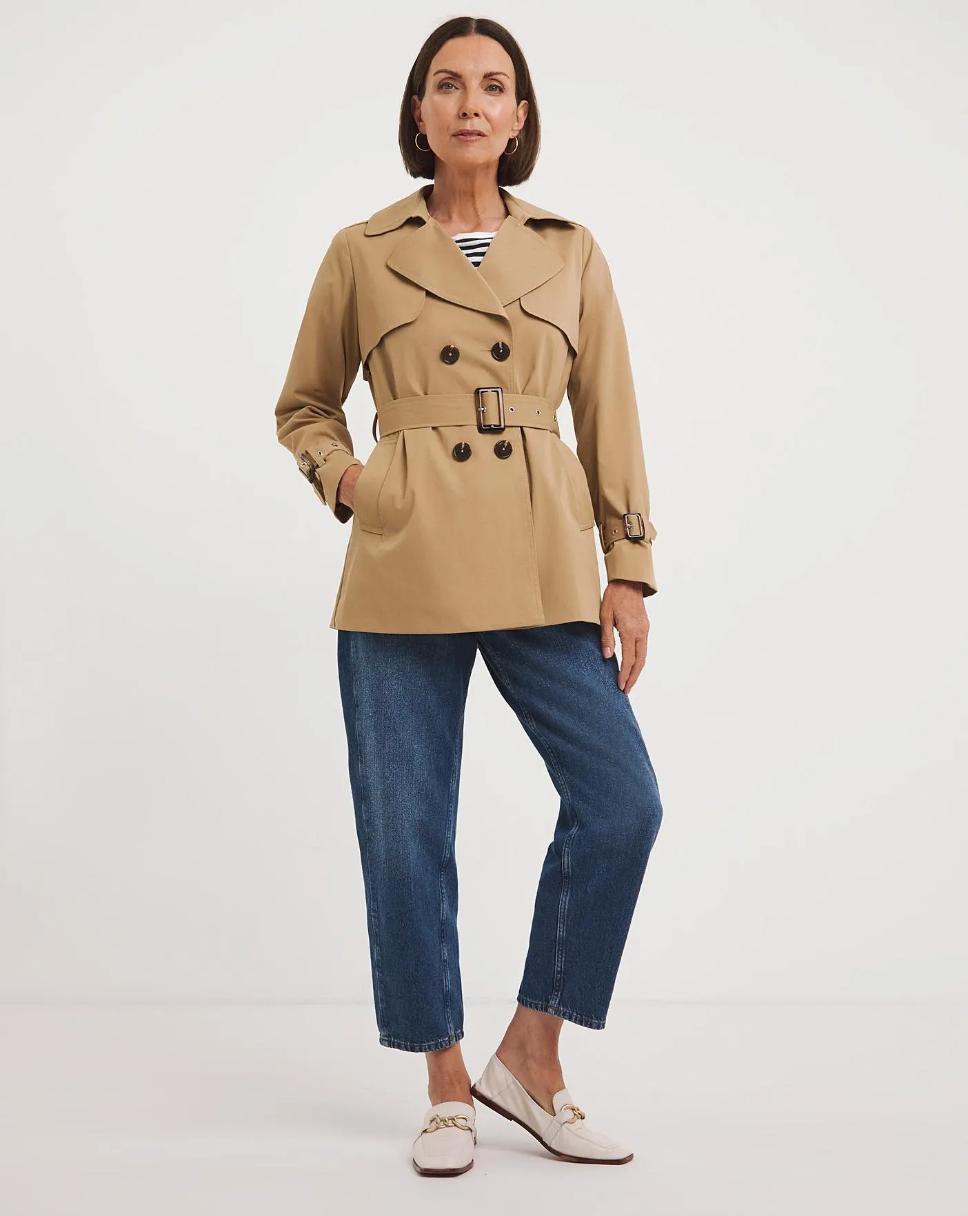 Camel Short Trench Coat