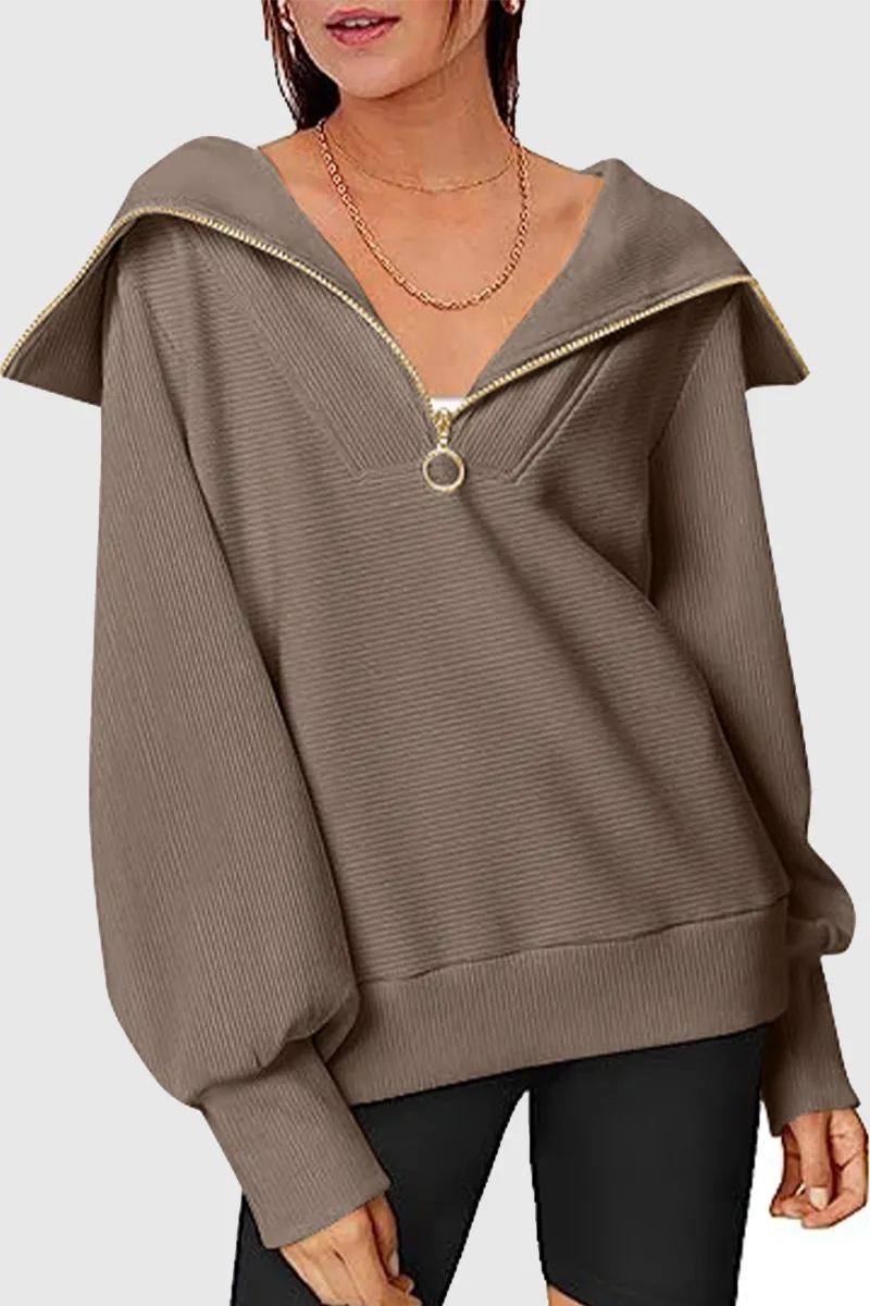 Casual Street Solid Color Zipper Turndown Collar Hoodies(6 Colors)