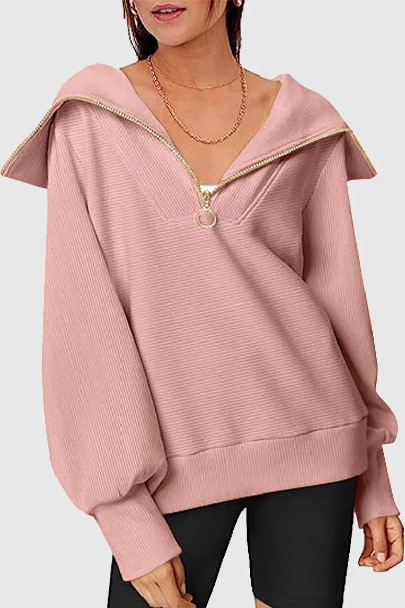 Casual Street Solid Color Zipper Turndown Collar Hoodies(6 Colors)