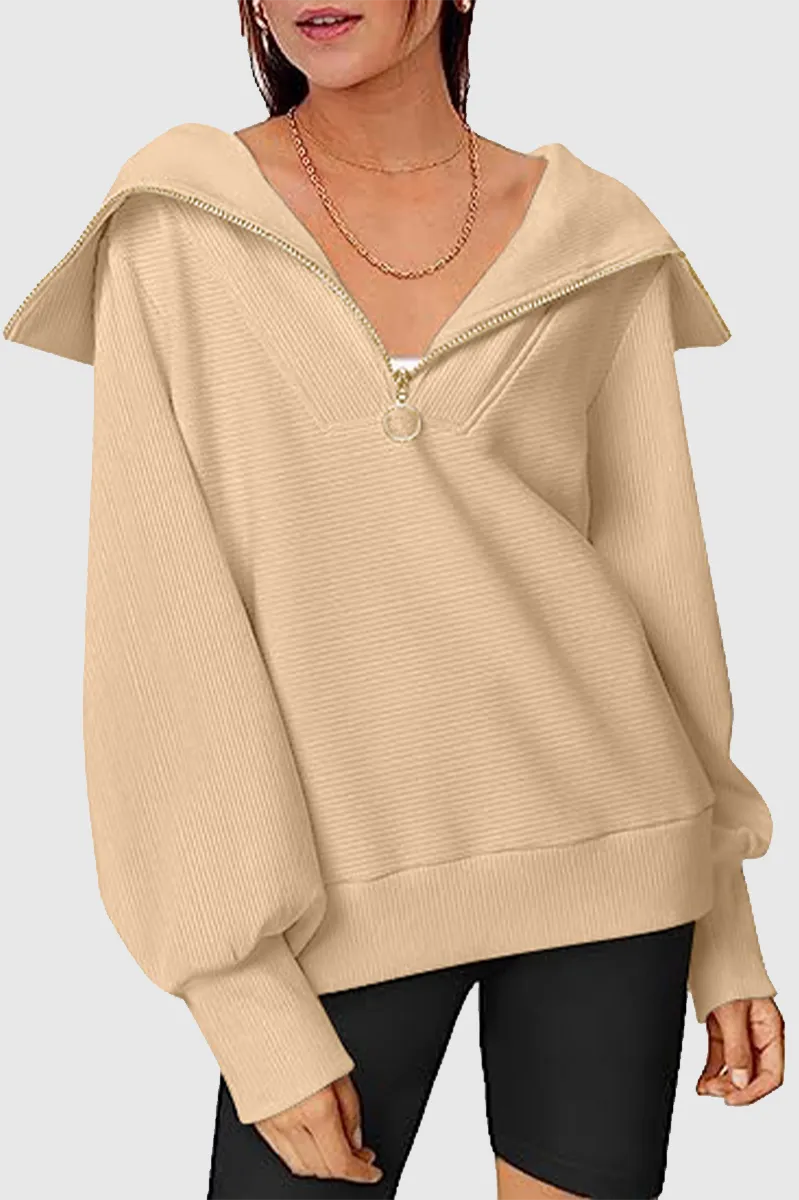 Casual Street Solid Color Zipper Turndown Collar Hoodies(6 Colors)