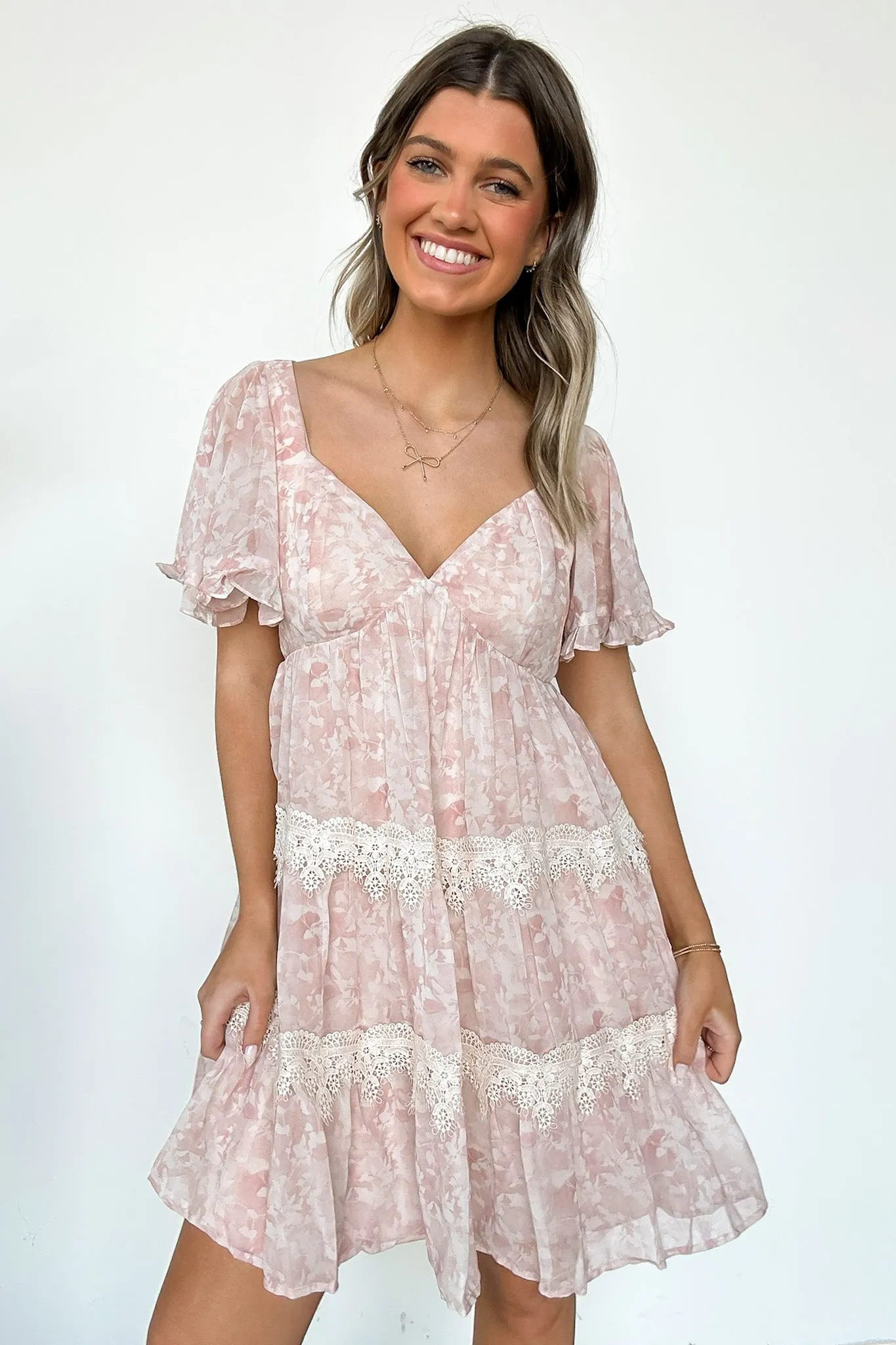 Charming Sweetness V-Neck Ruffle Dress