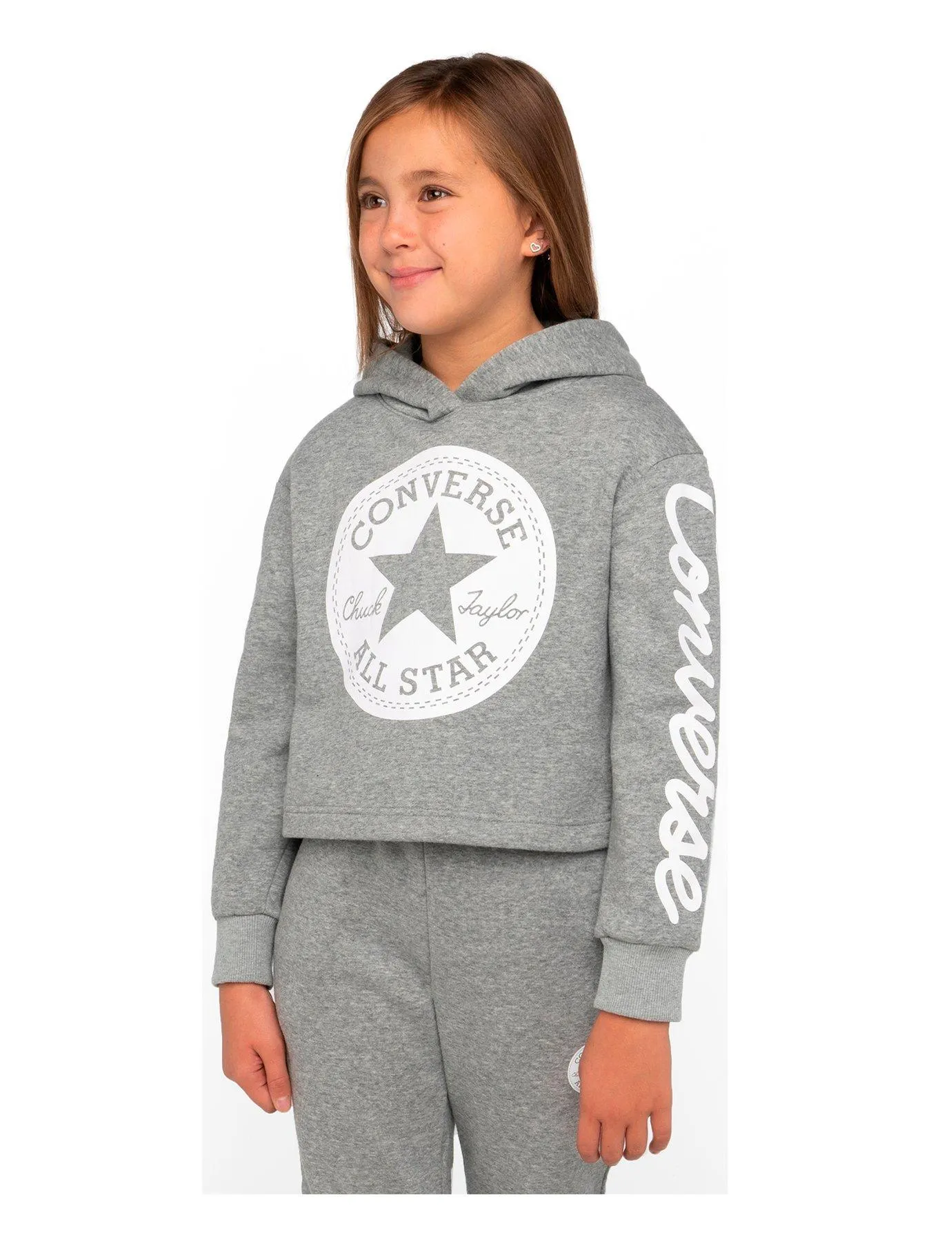 Converse Older Girls Chuck Patch Boxy Hoody - Grey