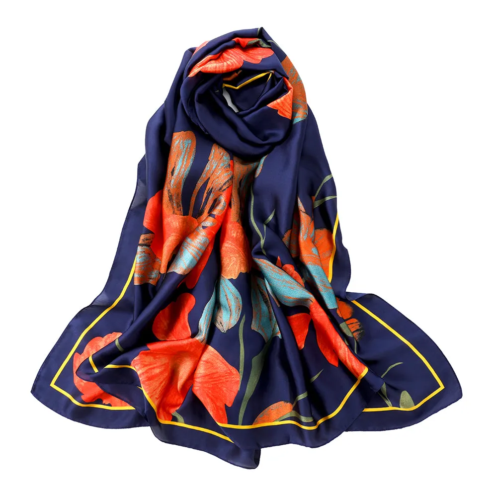 Coy Pond Florals Lightweight Scarf in Blue