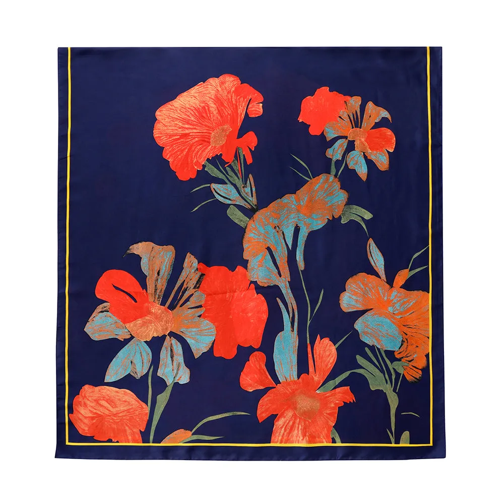 Coy Pond Florals Lightweight Scarf in Blue