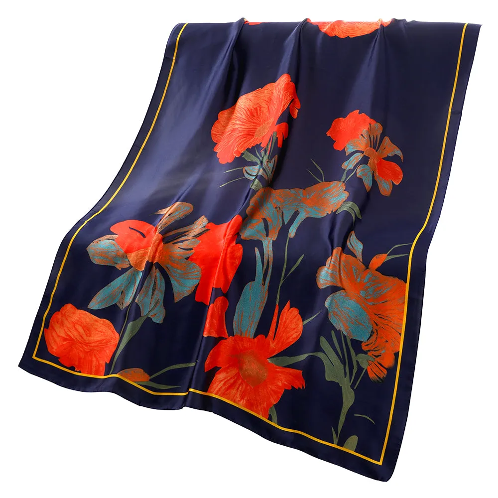 Coy Pond Florals Lightweight Scarf in Blue