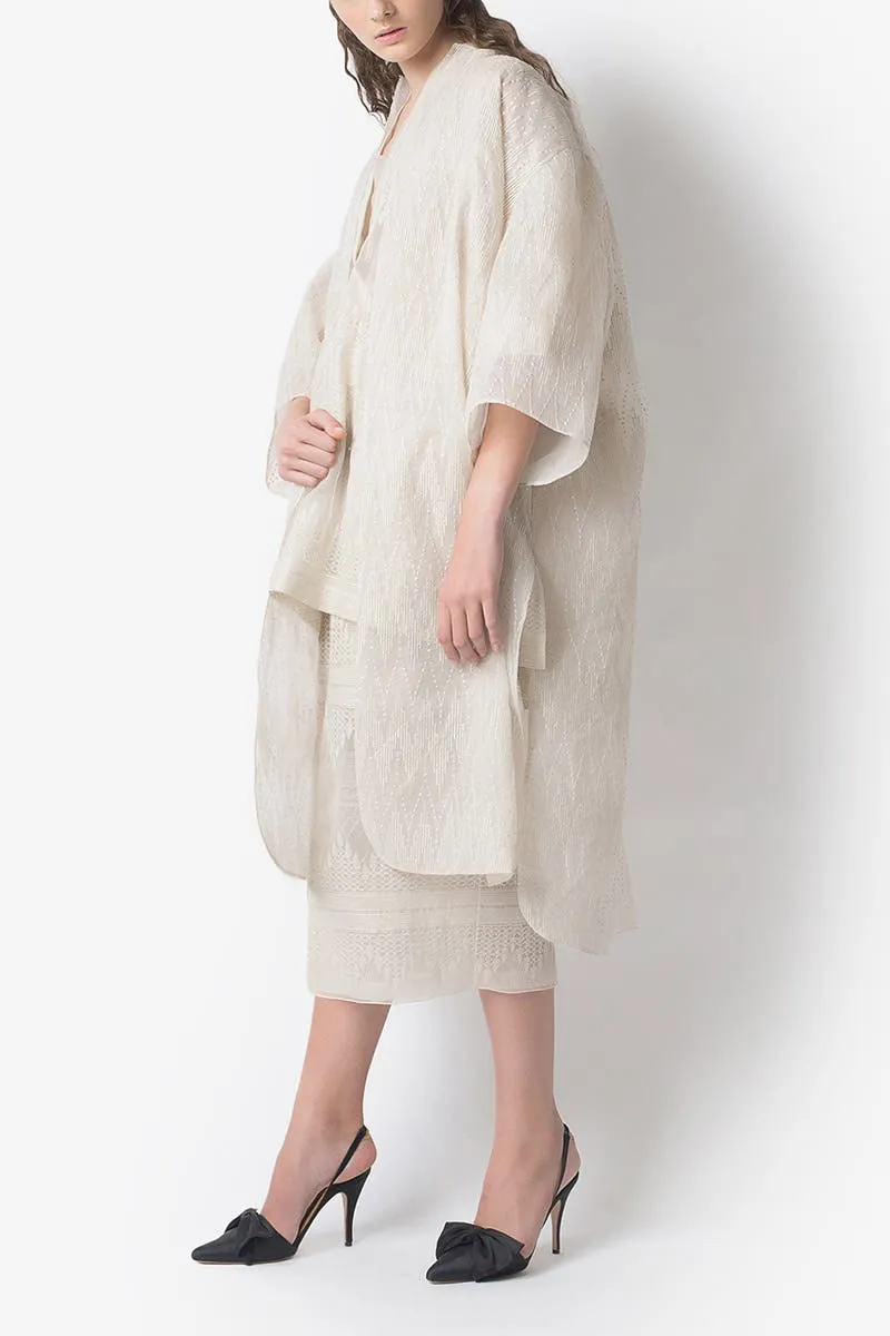 Cream Tirto Tedjo Organza Embroidered Coat