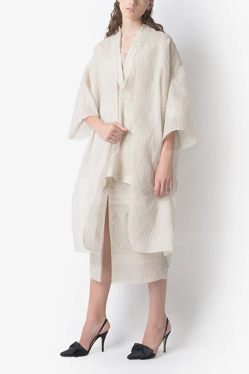 Cream Tirto Tedjo Organza Embroidered Coat