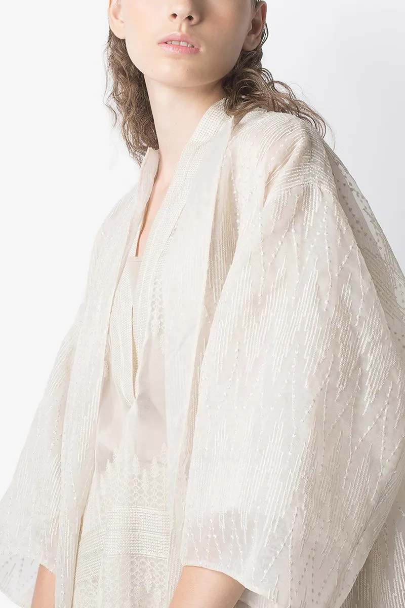 Cream Tirto Tedjo Organza Embroidered Coat