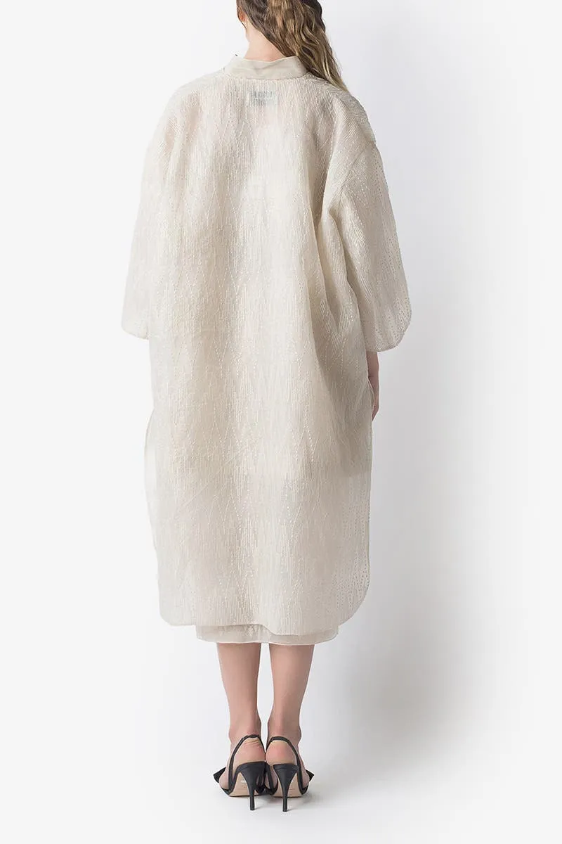 Cream Tirto Tedjo Organza Embroidered Coat