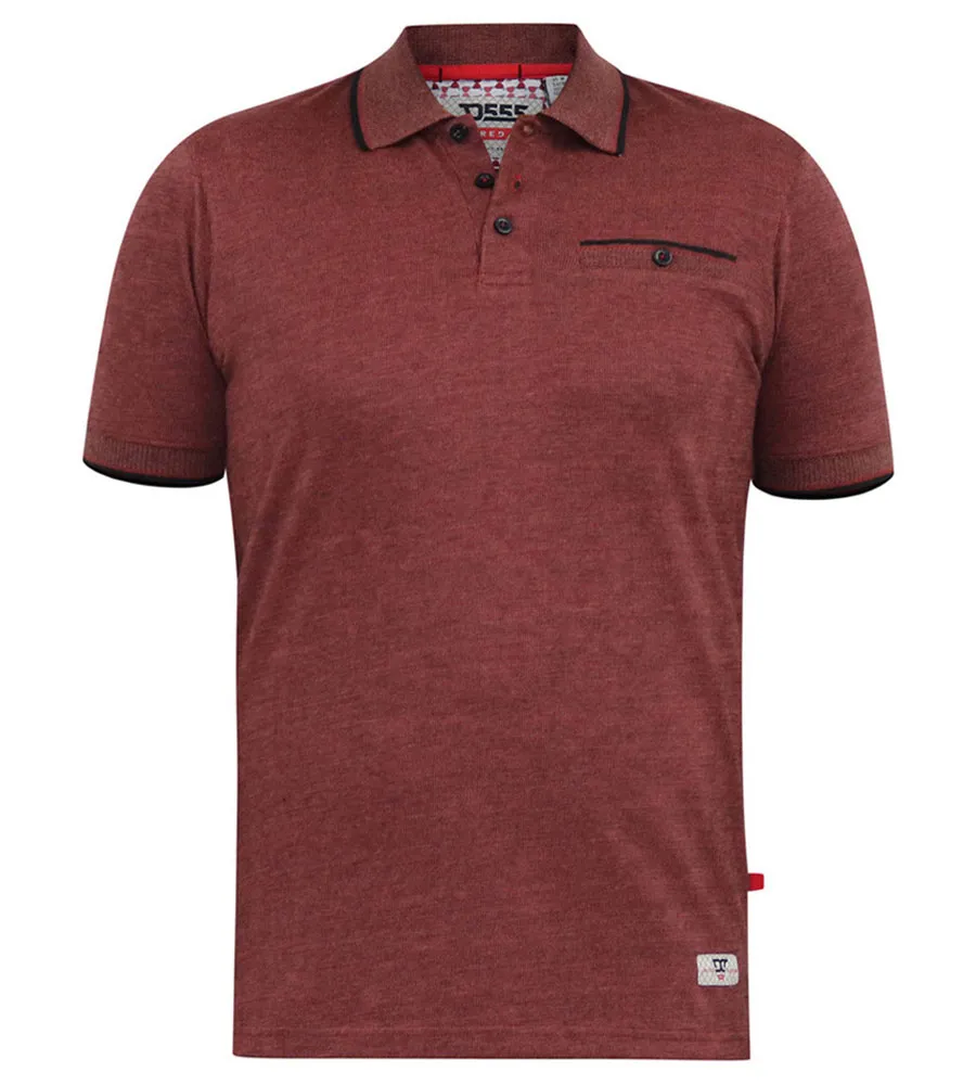 D555 Mens Rust Textured Polo Shirt With Jacquard Collar and Cuffs (TROY 1)