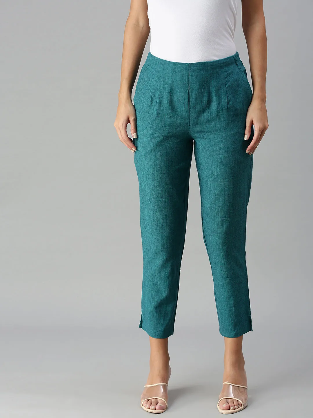 De Moza Ladies Straight Pant Bottle Green