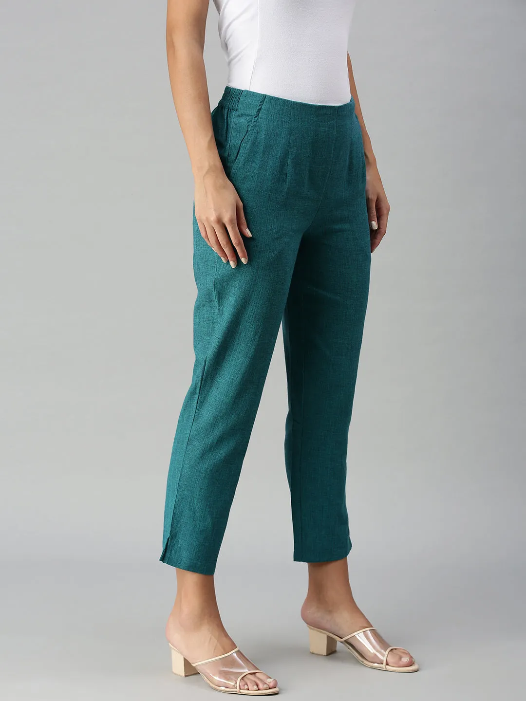 De Moza Ladies Straight Pant Bottle Green