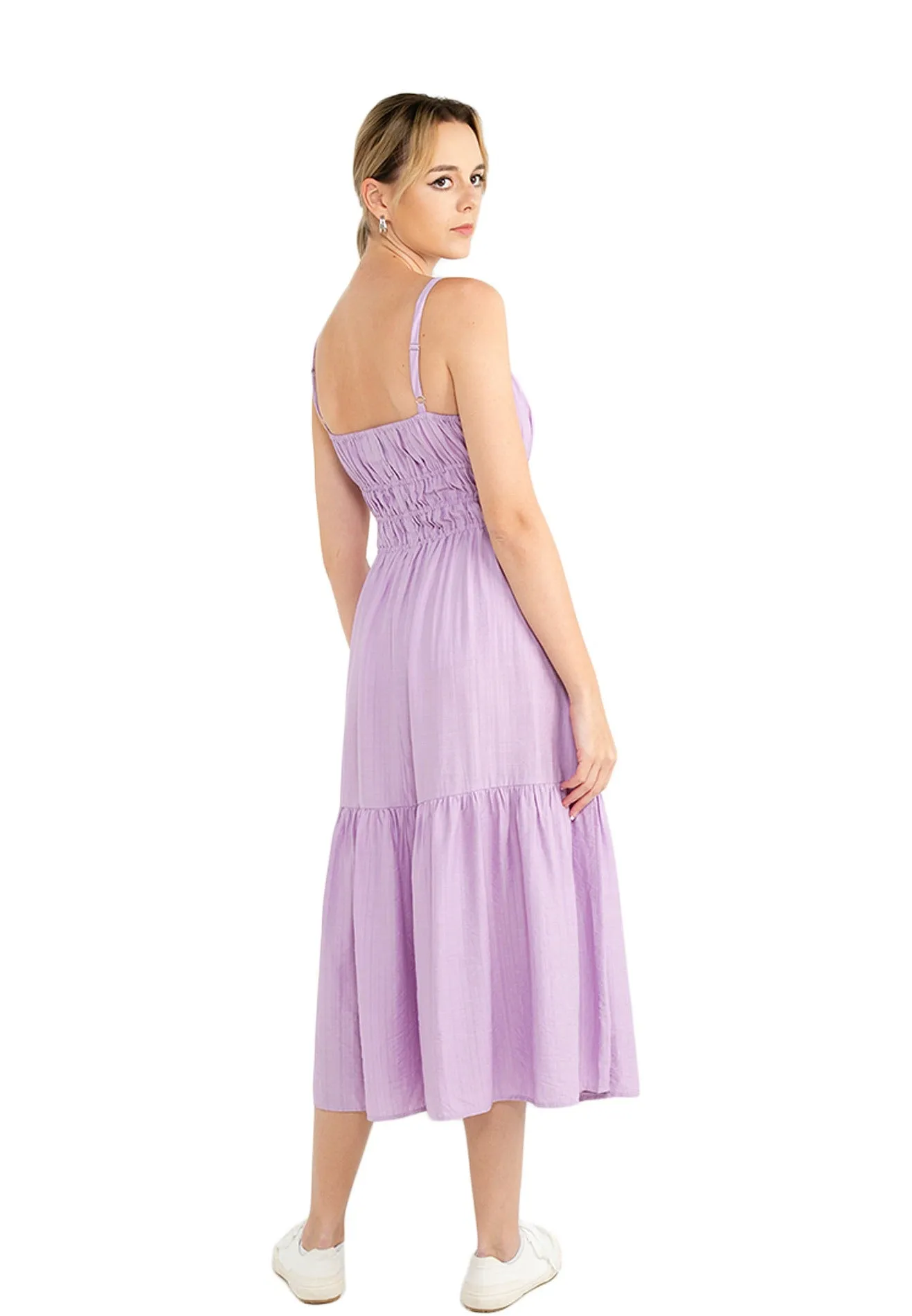 ELLE Apparel Sleeveless Tiered Hem Maxi Dress