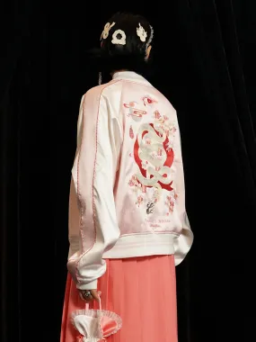 Embroidery Cherry Blossom Satin Jacket