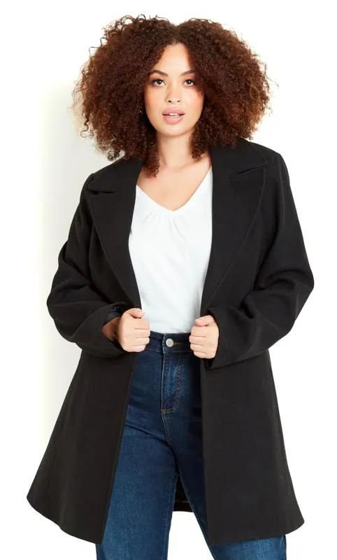 Evans Black Belted Wrap Coat