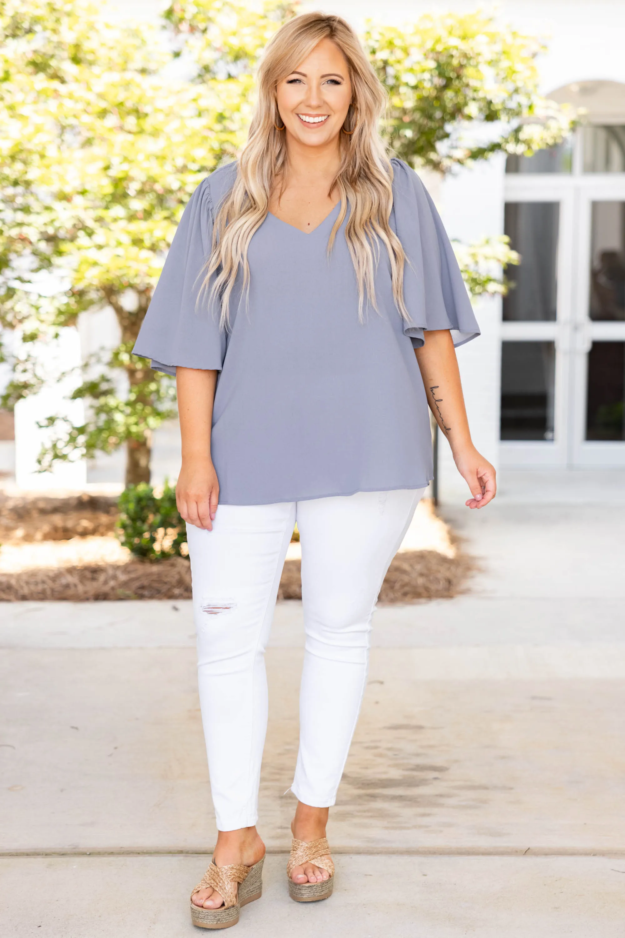 Ever So Effortless Top, Slate Blue