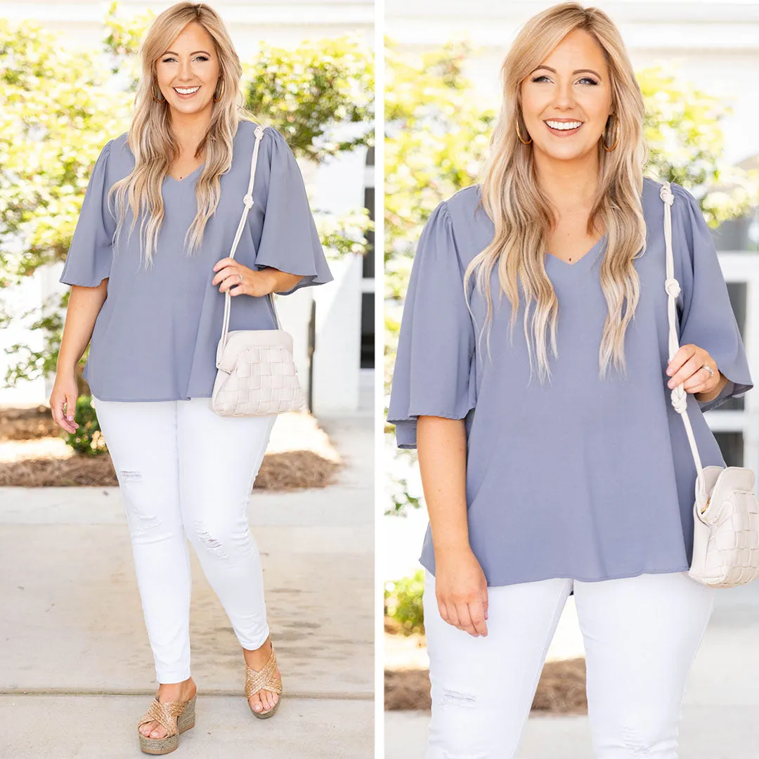 Ever So Effortless Top, Slate Blue