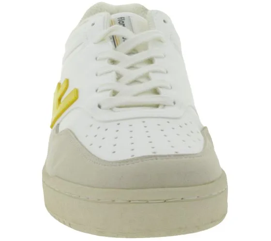 FLAMINGOS LIFE Retro 90`s Sneaker vegane Freizeit-Schuhe Low-Top Sneaker Made in Spain FW21R9WHIYELMON Weiß/Gelb