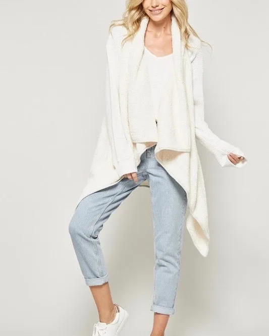 Fly Away Faux Shearling Vest in Ivory Pearl