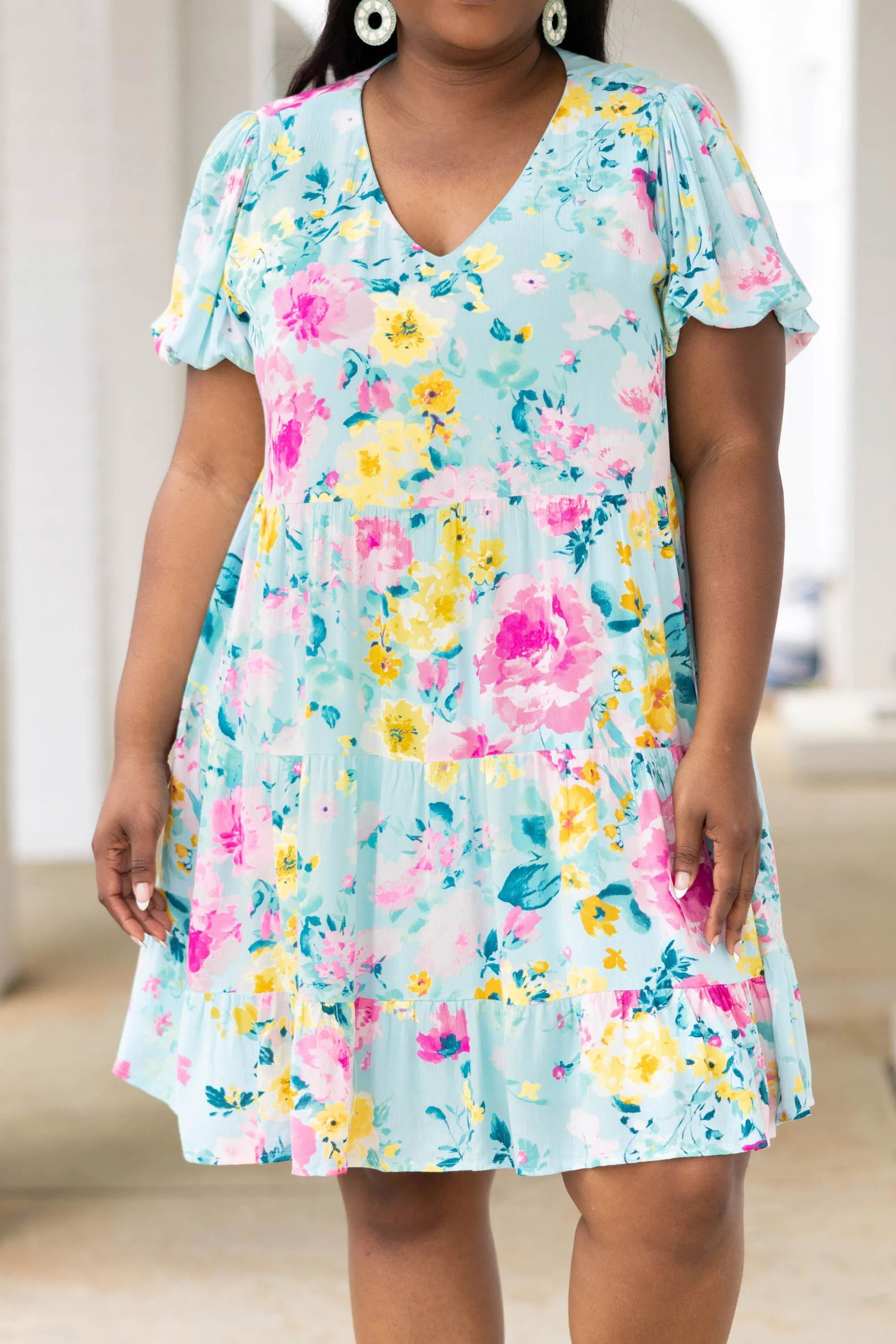 Forever Floral Dress, Aqua