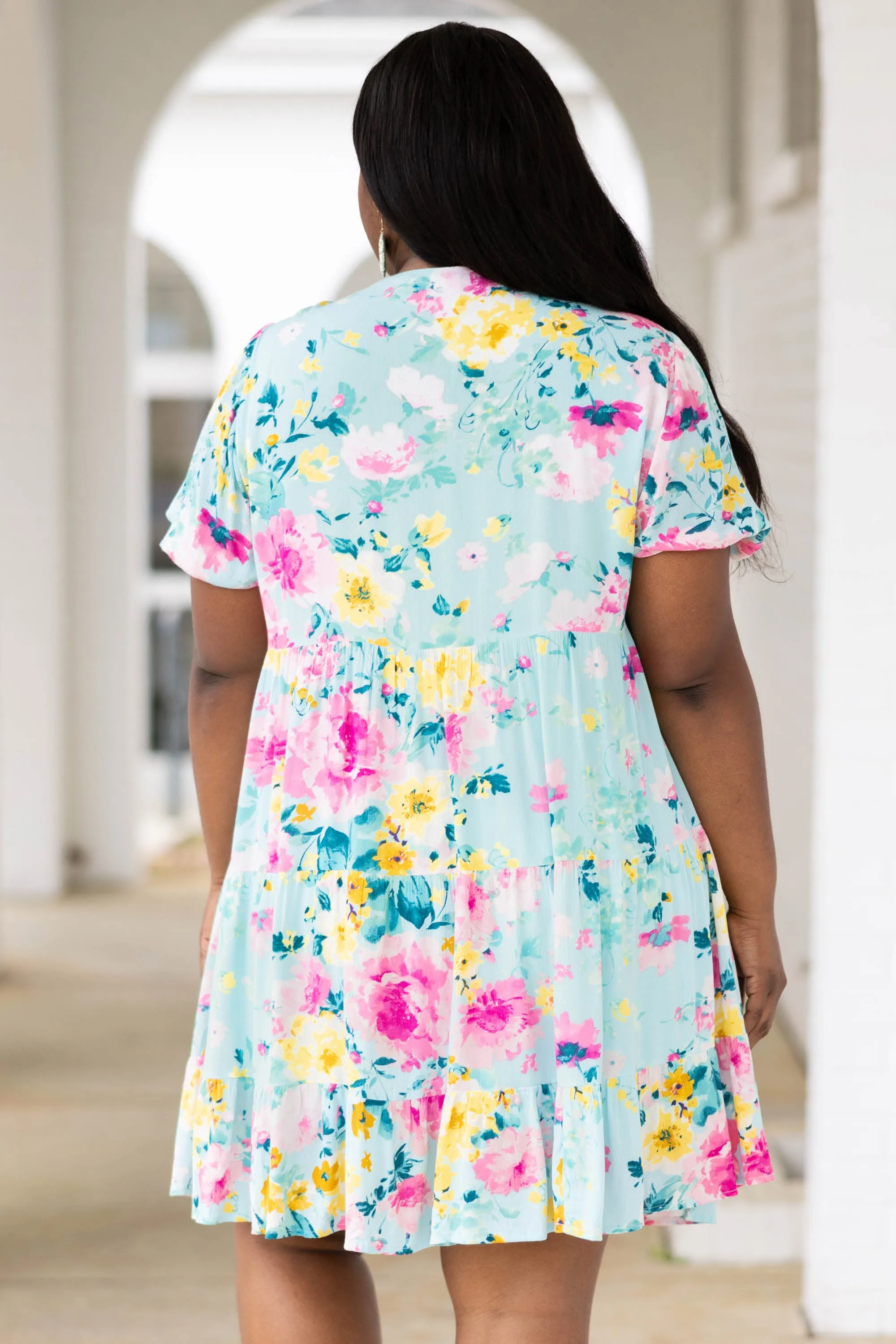 Forever Floral Dress, Aqua