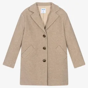 Girls Beige Felted Coat